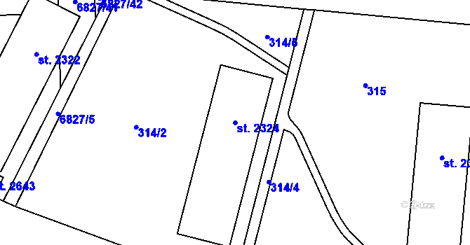 Parcela st. 2324 v KÚ Žatec, Katastrální mapa