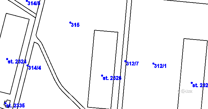 Parcela st. 2326 v KÚ Žatec, Katastrální mapa