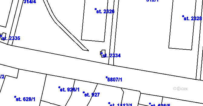 Parcela st. 2334 v KÚ Žatec, Katastrální mapa