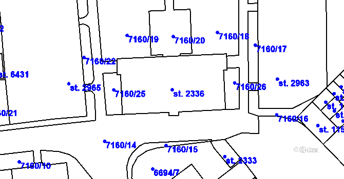 Parcela st. 2336 v KÚ Žatec, Katastrální mapa