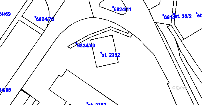 Parcela st. 2352 v KÚ Žatec, Katastrální mapa