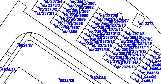Parcela st. 2372/1 v KÚ Žatec, Katastrální mapa