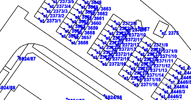 Parcela st. 2372/2 v KÚ Žatec, Katastrální mapa