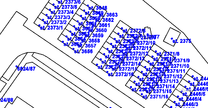 Parcela st. 2372/3 v KÚ Žatec, Katastrální mapa