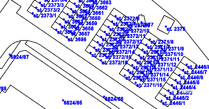 Parcela st. 2372/15 v KÚ Žatec, Katastrální mapa