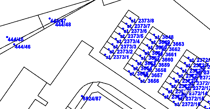 Parcela st. 2373/1 v KÚ Žatec, Katastrální mapa