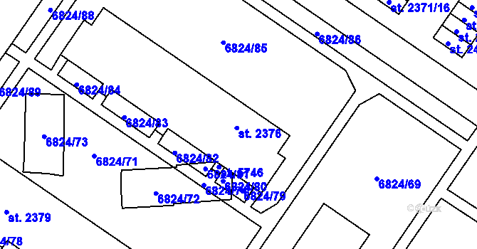 Parcela st. 2378 v KÚ Žatec, Katastrální mapa