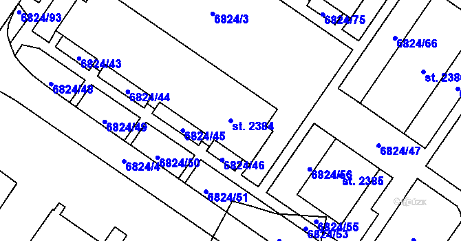 Parcela st. 2384 v KÚ Žatec, Katastrální mapa