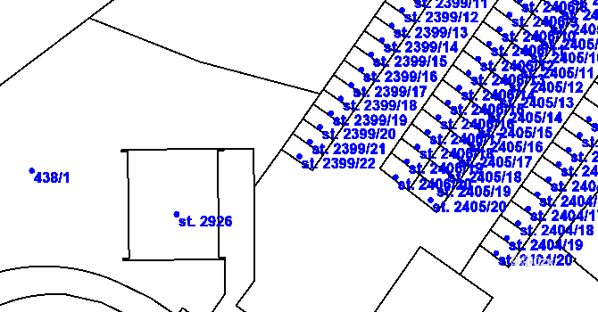 Parcela st. 2399/22 v KÚ Žatec, Katastrální mapa