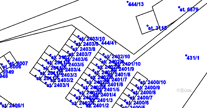 Parcela st. 2402/10 v KÚ Žatec, Katastrální mapa