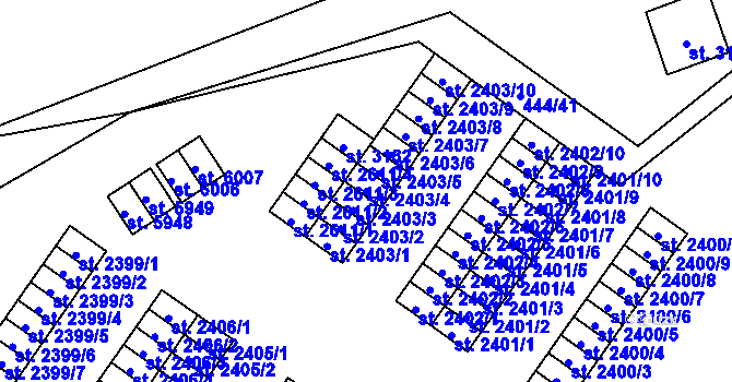 Parcela st. 2403/4 v KÚ Žatec, Katastrální mapa