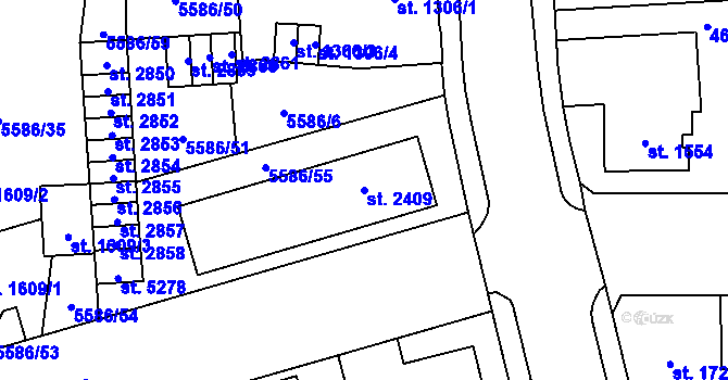 Parcela st. 2409 v KÚ Žatec, Katastrální mapa