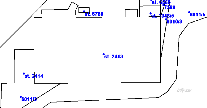 Parcela st. 2413 v KÚ Žatec, Katastrální mapa