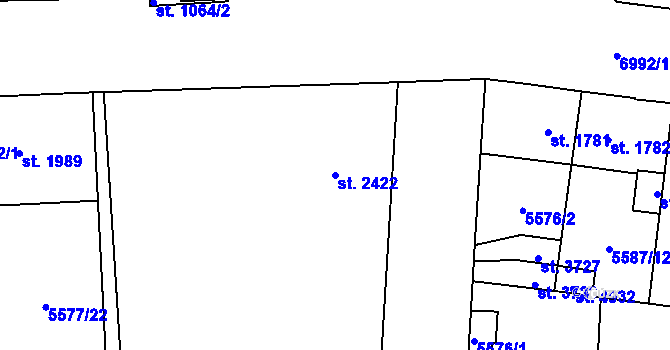 Parcela st. 2422 v KÚ Žatec, Katastrální mapa