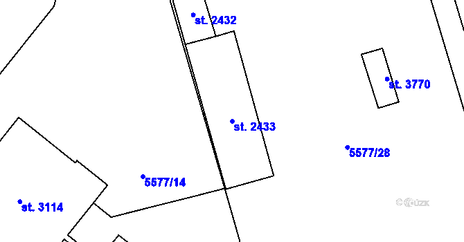 Parcela st. 2433 v KÚ Žatec, Katastrální mapa