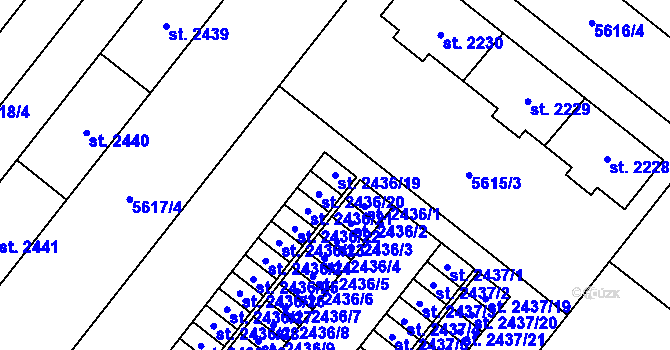 Parcela st. 2436/19 v KÚ Žatec, Katastrální mapa