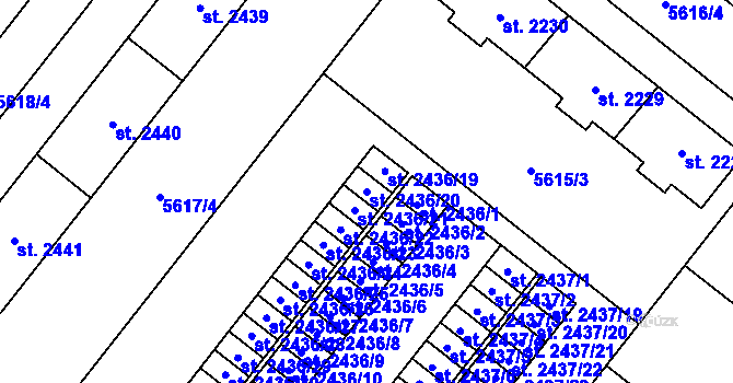 Parcela st. 2436/20 v KÚ Žatec, Katastrální mapa