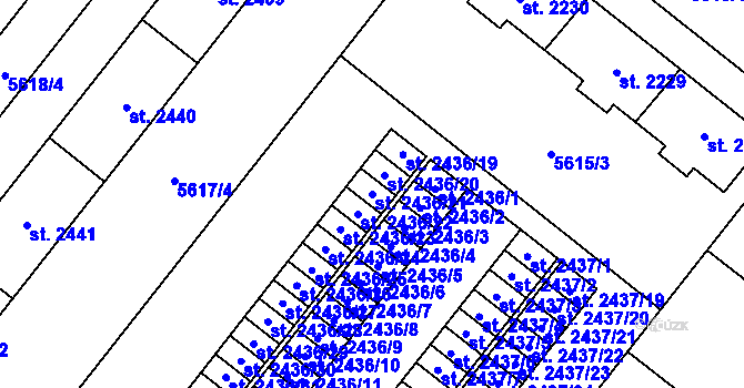 Parcela st. 2436/21 v KÚ Žatec, Katastrální mapa