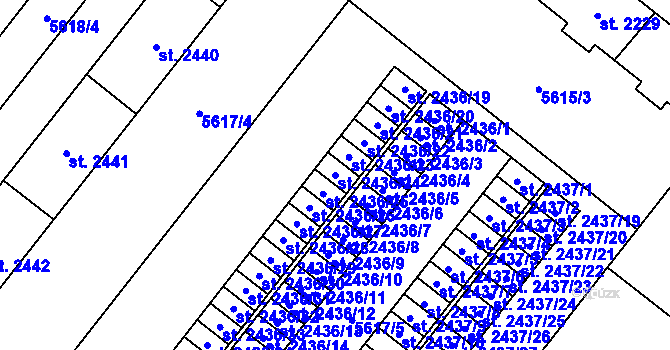 Parcela st. 2436/24 v KÚ Žatec, Katastrální mapa