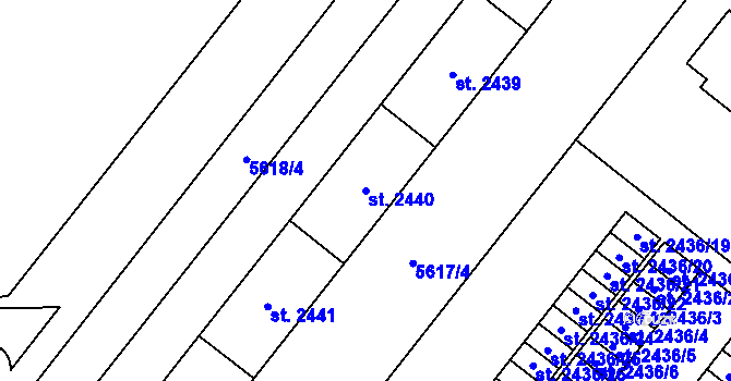 Parcela st. 2440 v KÚ Žatec, Katastrální mapa