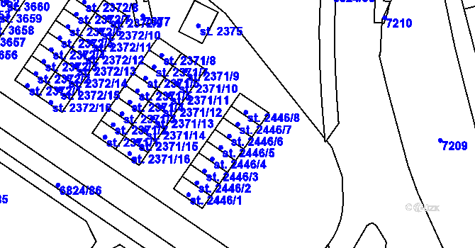 Parcela st. 2446/7 v KÚ Žatec, Katastrální mapa