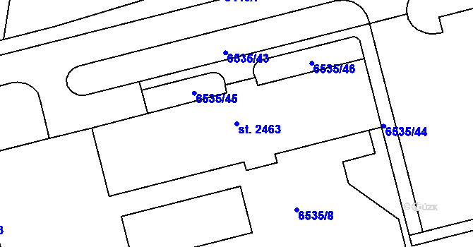 Parcela st. 2463 v KÚ Žatec, Katastrální mapa