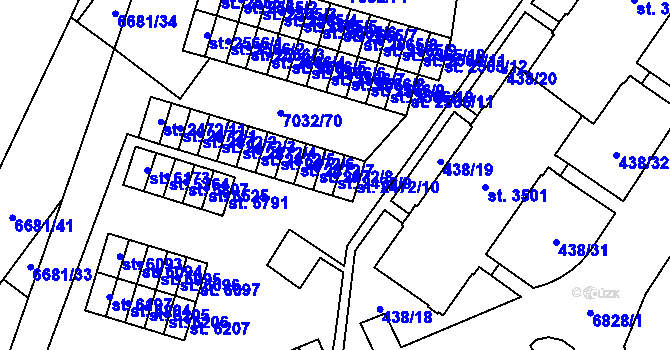 Parcela st. 2472/9 v KÚ Žatec, Katastrální mapa