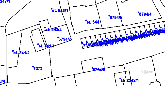 Parcela st. 2475/16 v KÚ Žatec, Katastrální mapa