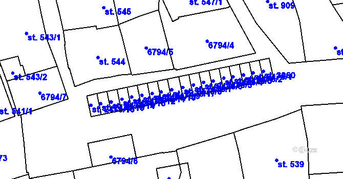 Parcela st. 2475/17 v KÚ Žatec, Katastrální mapa