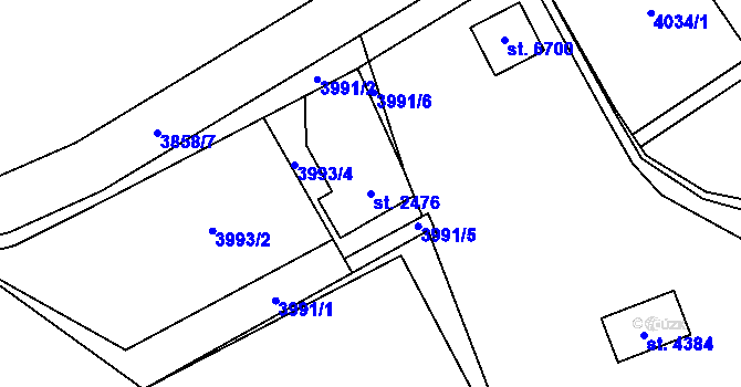 Parcela st. 2476 v KÚ Žatec, Katastrální mapa