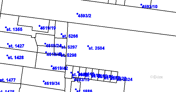 Parcela st. 2504 v KÚ Žatec, Katastrální mapa
