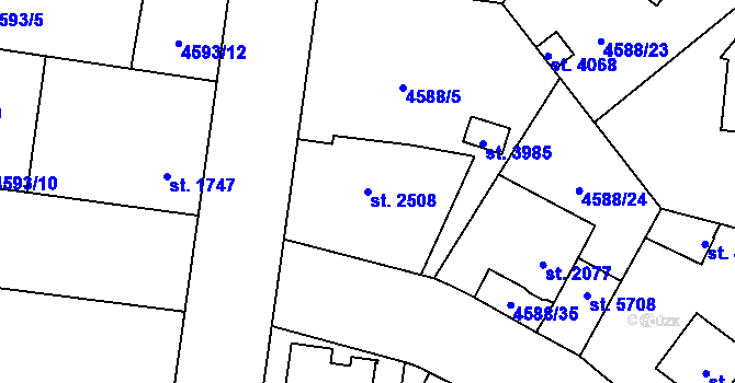 Parcela st. 2508 v KÚ Žatec, Katastrální mapa