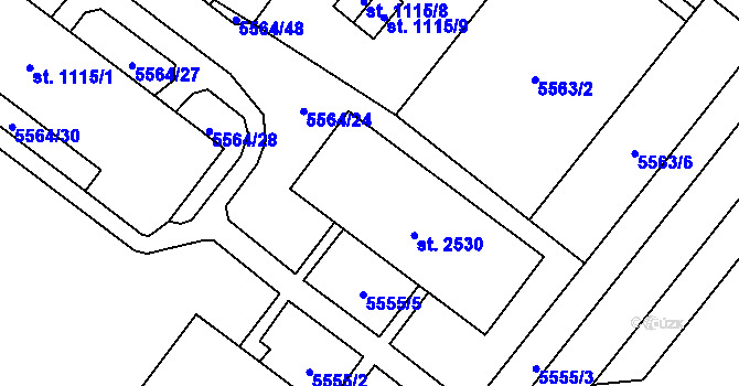 Parcela st. 2530 v KÚ Žatec, Katastrální mapa