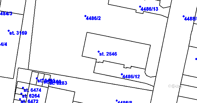 Parcela st. 2546 v KÚ Žatec, Katastrální mapa