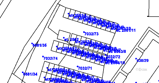 Parcela st. 2563/2 v KÚ Žatec, Katastrální mapa