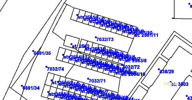 Parcela st. 2563/3 v KÚ Žatec, Katastrální mapa