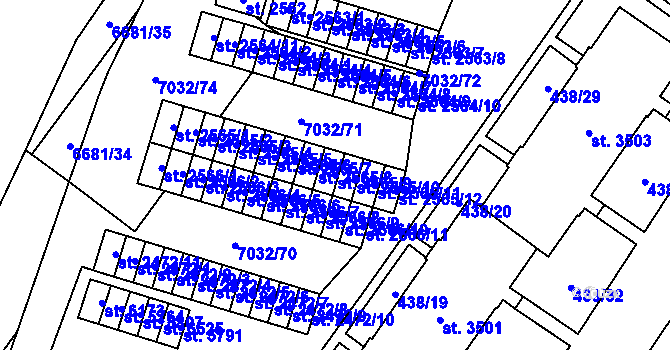 Parcela st. 2565/9 v KÚ Žatec, Katastrální mapa