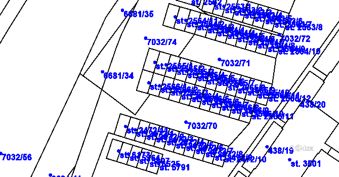 Parcela st. 2566/3 v KÚ Žatec, Katastrální mapa