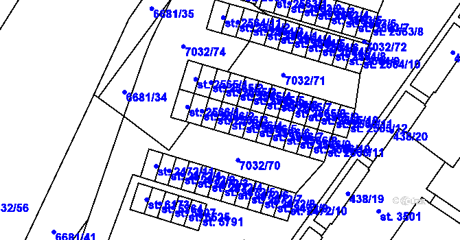 Parcela st. 2566/4 v KÚ Žatec, Katastrální mapa
