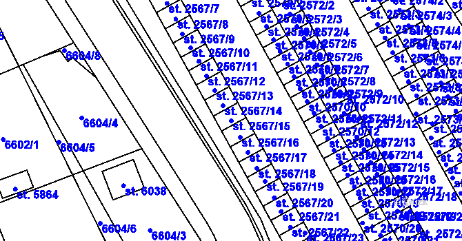 Parcela st. 2567/15 v KÚ Žatec, Katastrální mapa