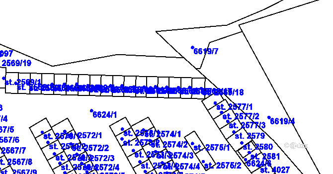 Parcela st. 2569/15 v KÚ Žatec, Katastrální mapa