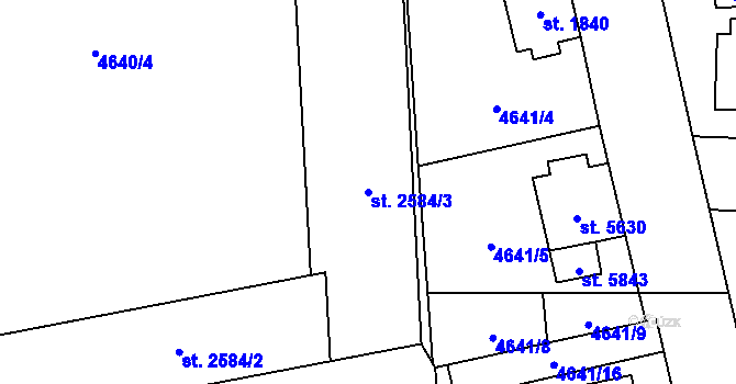 Parcela st. 2584/3 v KÚ Žatec, Katastrální mapa