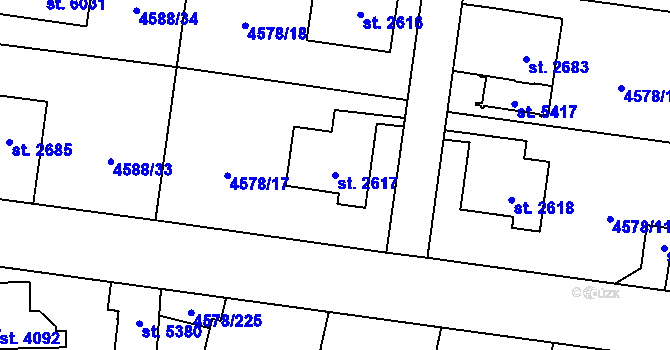 Parcela st. 2617 v KÚ Žatec, Katastrální mapa