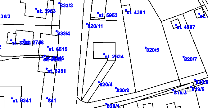 Parcela st. 2634 v KÚ Žatec, Katastrální mapa