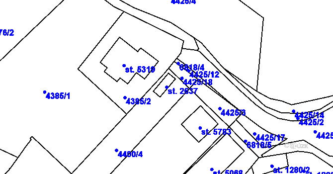 Parcela st. 2637 v KÚ Žatec, Katastrální mapa