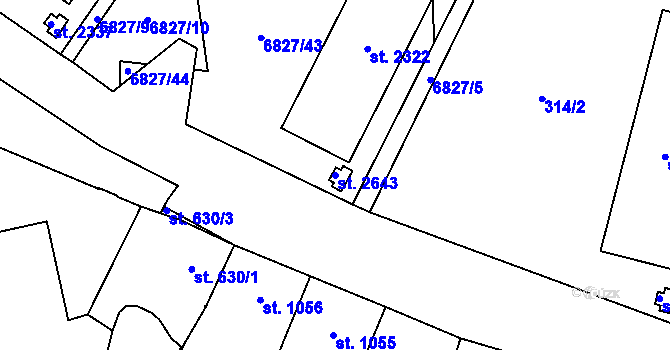 Parcela st. 2643 v KÚ Žatec, Katastrální mapa