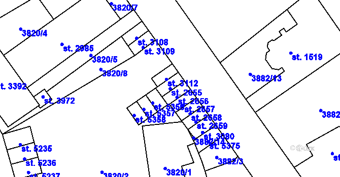 Parcela st. 2655 v KÚ Žatec, Katastrální mapa