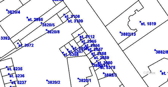 Parcela st. 2656 v KÚ Žatec, Katastrální mapa