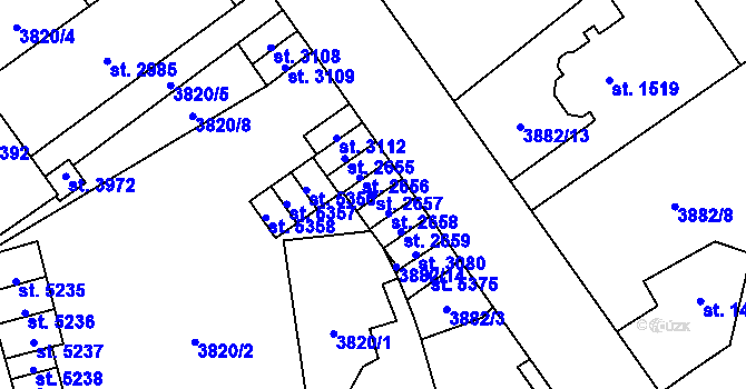 Parcela st. 2657 v KÚ Žatec, Katastrální mapa