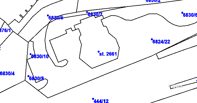 Parcela st. 2661 v KÚ Žatec, Katastrální mapa
